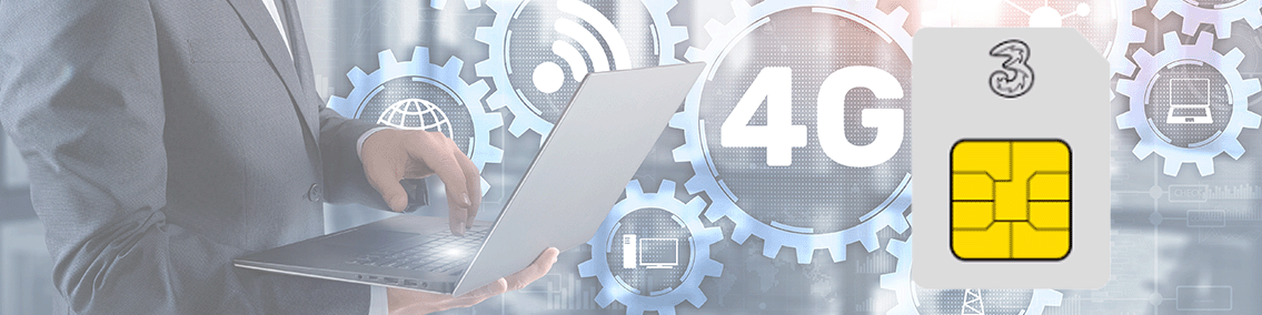 4G SIM card and laptop for data connection